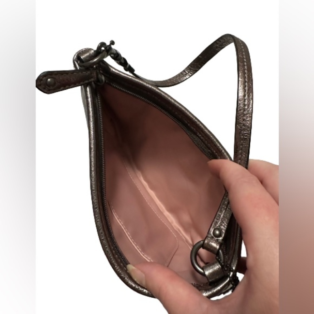 Coach Clutch Wristlet Pewter Leather - Picture 3 of 5